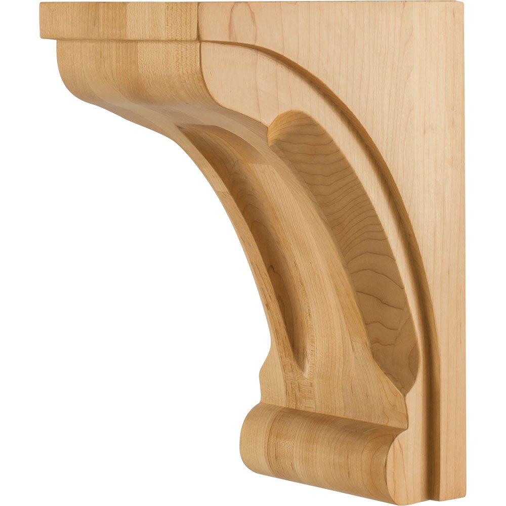 Hardware Resources 5" x 7" x 10" Modern Corbel with Scooped Center and Edges in Rubberwood Wood