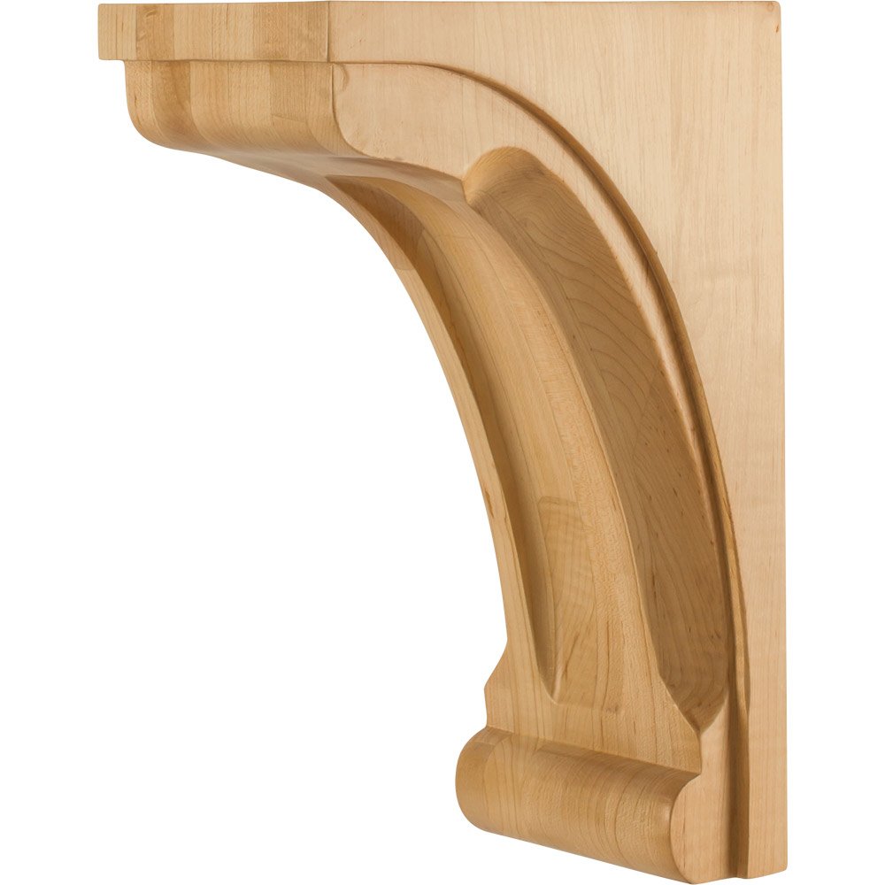 Hardware Resources 5" x 8" x 12" Modern Corbel with Scooped Center and Edges in Hard Maple Wood
