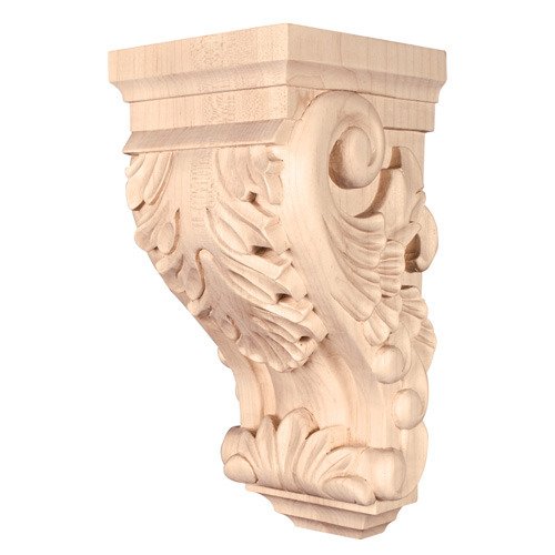 Hardware Resources 4 1/2" x 10" x 5" Small Acanthus Traditional Corbel in Hard Maple Wood