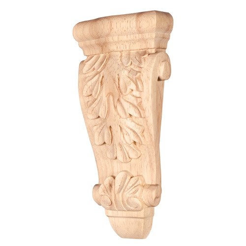 Hardware Resources 3 5/8" x 8" x 1 1/2" Medium Low Profile Acanthus Traditional Corbel in Alder Wood