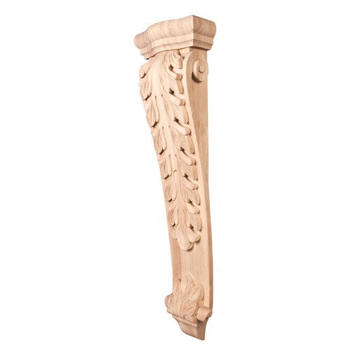 Hardware Resources 8 1/2" x 35" x 4 3/4" Large Low Profile Acanthus Traditional Corbel in Alder Wood