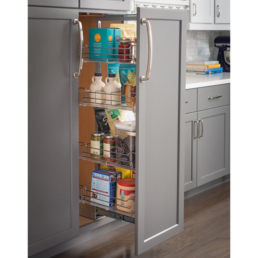 Hardware Resources 20" wire pantry pullout with heavy-duty soft-close in Polished Chrome