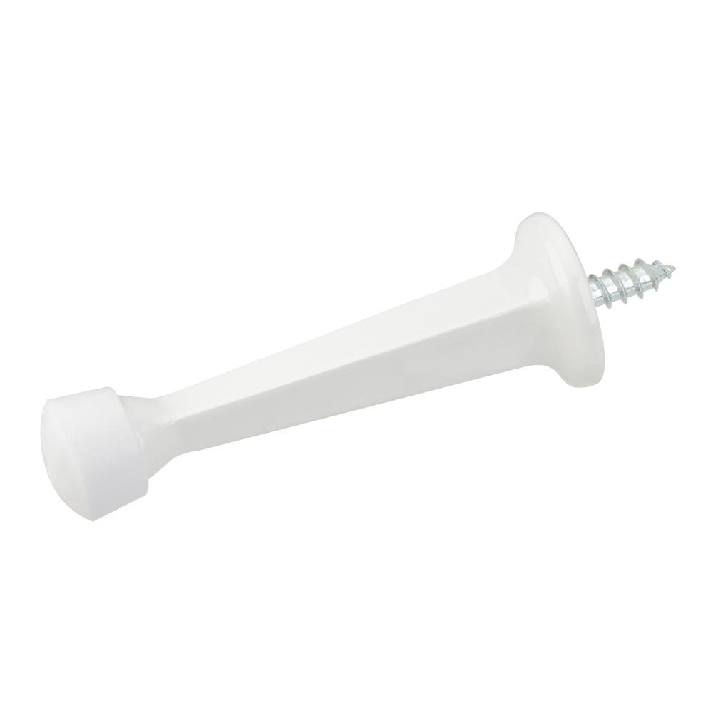 Hardware Resources Solid Door Stop with Fixed Screw Attachment in White