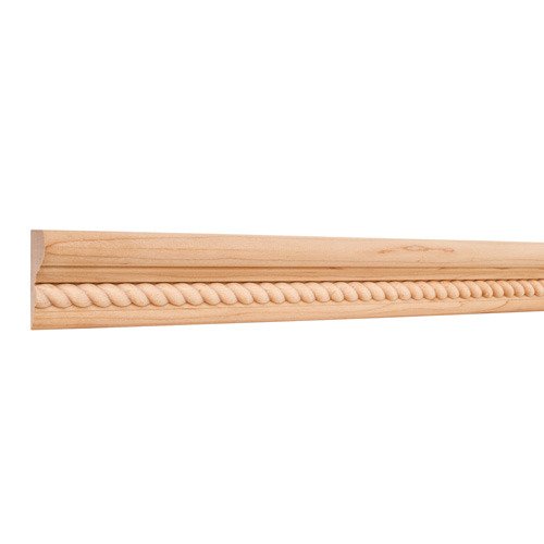 Hardware Resources 2&#8221; X 1-1/8&#8221; Flat Back Crown Moulding with 1/2" Rope in Alder Wood (8 Linear Feet)