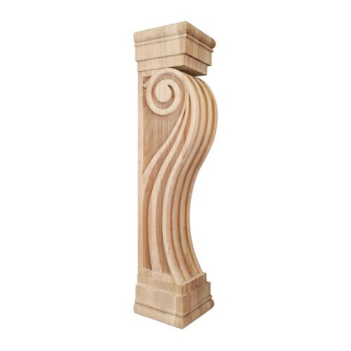 Hardware Resources Fluted Art Deco Fireplace Corbel in Rubberwood Wood