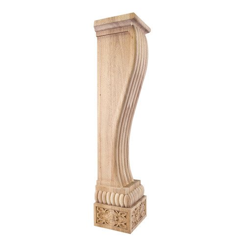Hardware Resources Baroque Traditional Fireplace Corbel in Rubberwood Wood