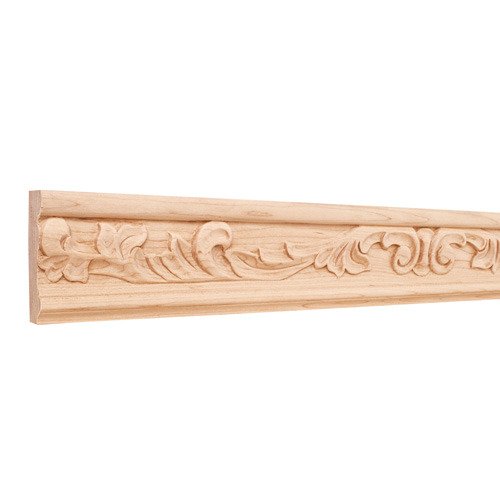 Hardware Resources 3" Leaf Traditional Hand Carved Mouldings in Basswood Wood (8 Linear Feet)