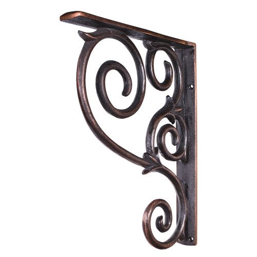 Hardware Resources 1 1/2" x 13 1/2" x 10" Metal (Iron) Scrolled Bar Bracket in Brushed Oil Rubbed Bronze