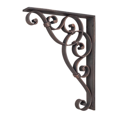 Hardware Resources 1 7/8" x 13 1/2" x 10" Metal (Iron) Scrolled Bar Bracket with Knot Detail in Brushed Oil Rubbed Bronze