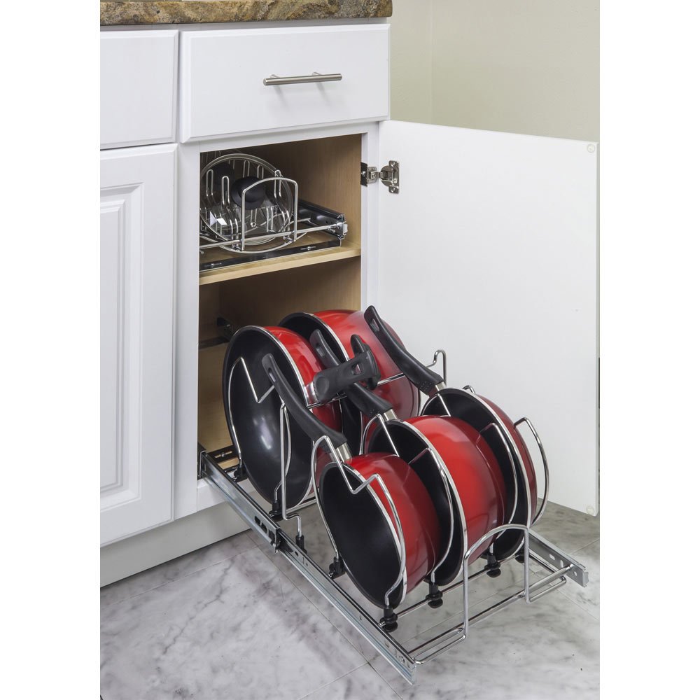 Hardware Resources Pots and Pans Organizer for 15" Base Cabinet in Polished Chrome