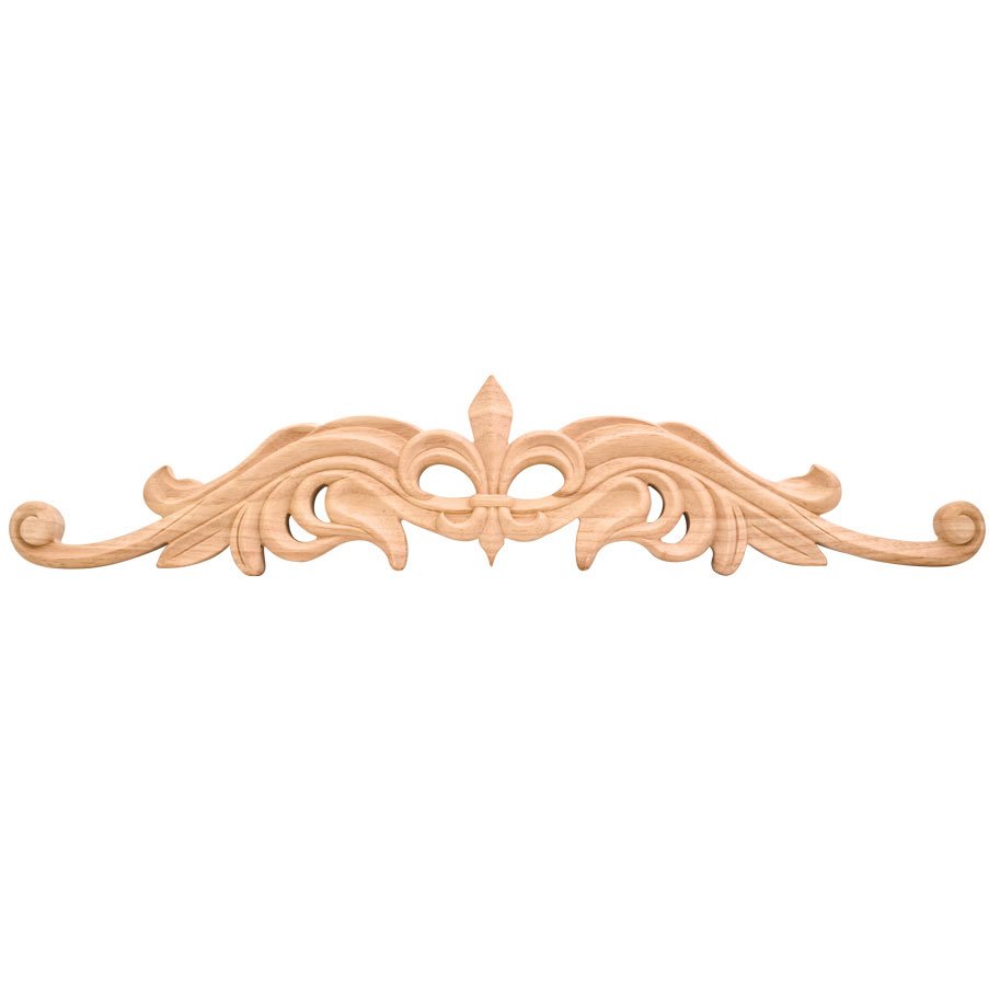 Hardware Resources 36" x 7 1/2" x 7/8" Hand Carved Fluer de Lis Onlay in Cherry Wood