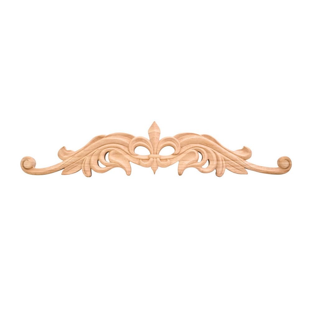 Hardware Resources 36" x 7 1/2" x 7/8" Hand Carved Fleur de Lis Onlay in Rubberwood Wood