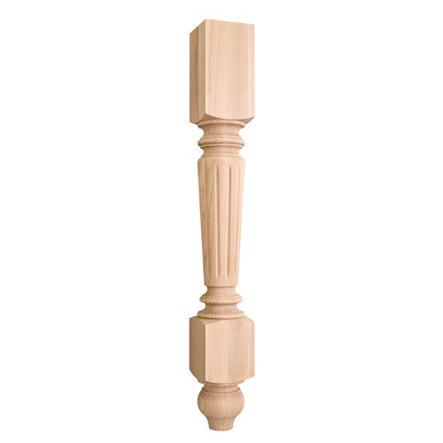 Hardware Resources 4 1/2" x 35 1/2" x 4 1/2" Fluted Traditional Post in Rubberwood Wood