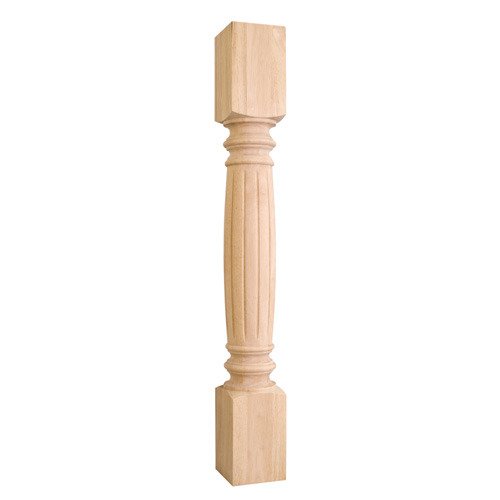 Hardware Resources 4 1/2" x 35 1/2" x 4 1/2" Fluted Traditional Post in Rubberwood Wood