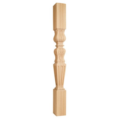 Hardware Resources 3 3/4" x 42" x 3 3/4" Acanthus /Fluted Traditional Post in Alder Wood
