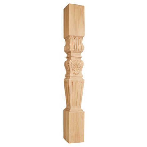 Hardware Resources 5" x 42" x 5" Acanthus /Fluted Traditional Post in Alder Wood