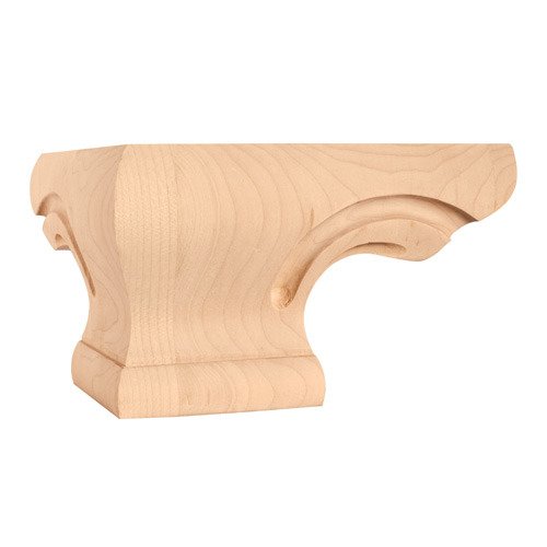 Hardware Resources 6 3/4" x 4" x 6 3/4" Traditional Pedestal Foot in Rubberwood Wood