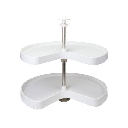 Hardware Resources 28" Kidney Plastic Lazy Susan 2 tiered Set in White