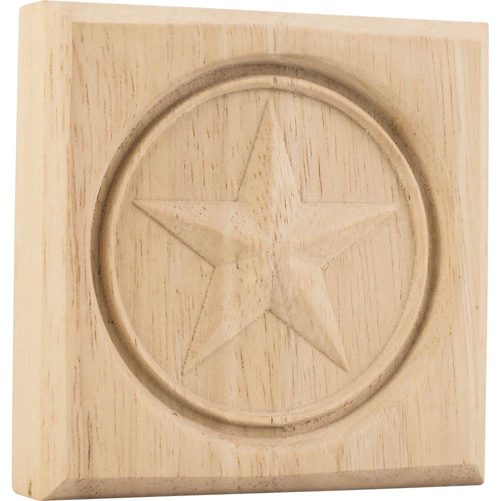 Hardware Resources 3 1/2" x 3 1/2" x 7/8" Star Rosette in Maple Wood
