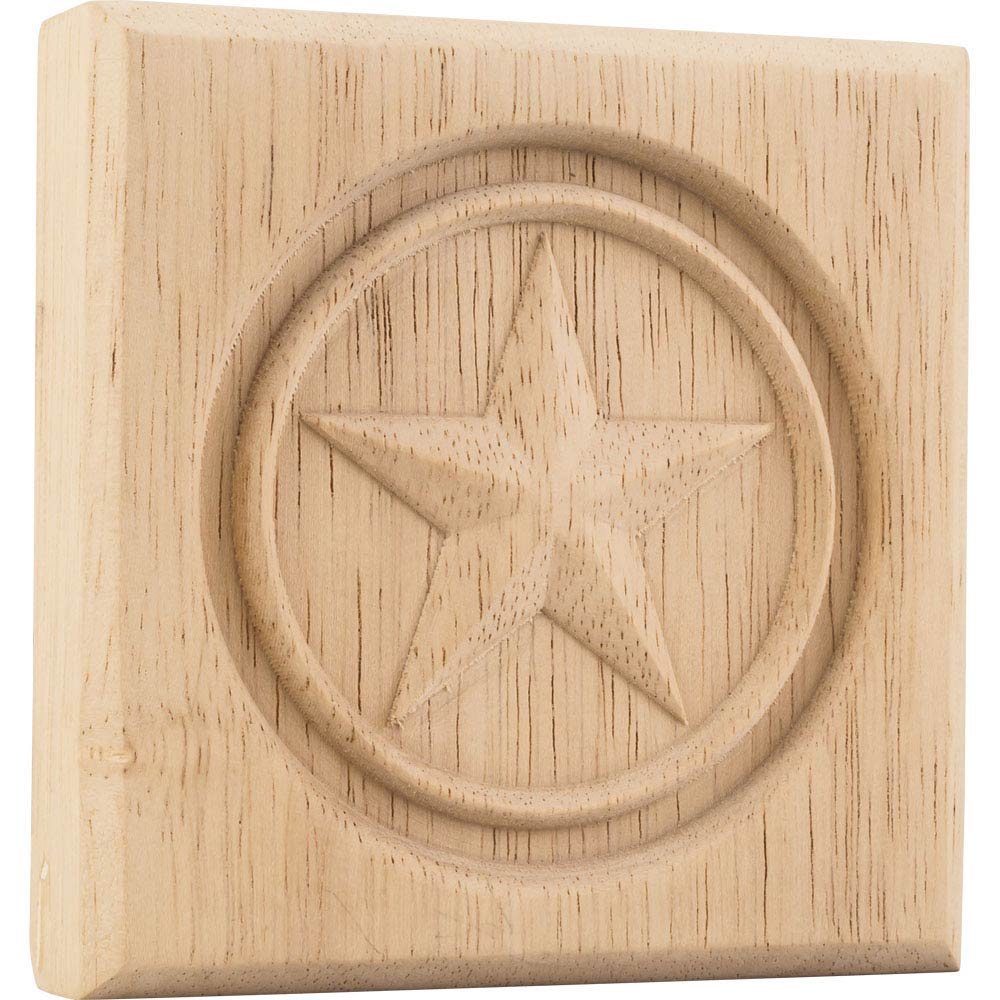 Hardware Resources 4" x 4" x 7/8" Star Rosette in Maple Wood