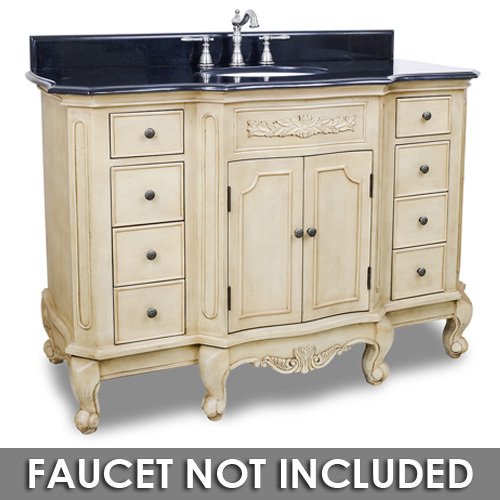 Elements Hardware 50 1/4" Bathroom Vanity in Buttercream with Black Granite Top and Bowl