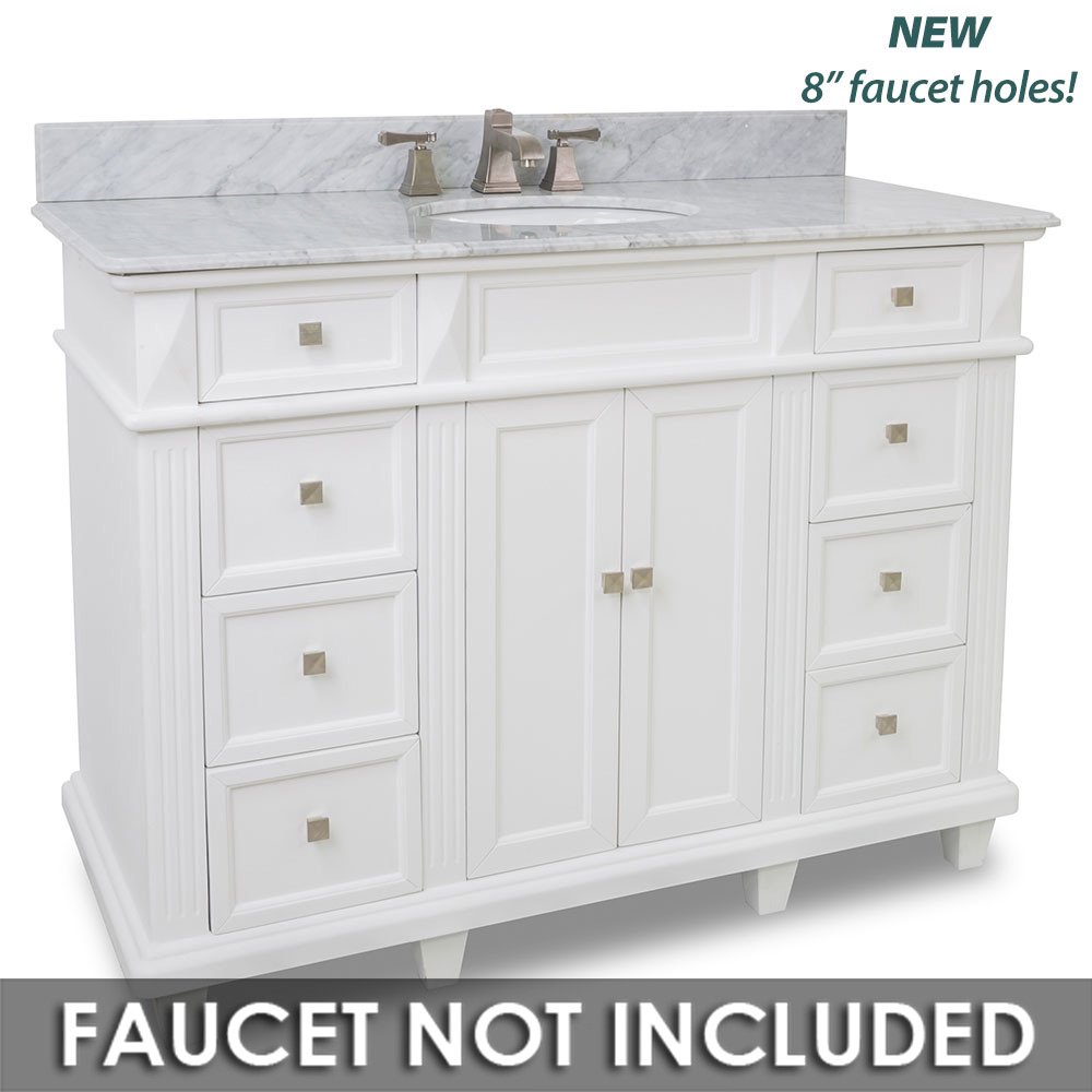 Elements Hardware Vanity with Preassembled Top and Bowl in Painted White with White Top