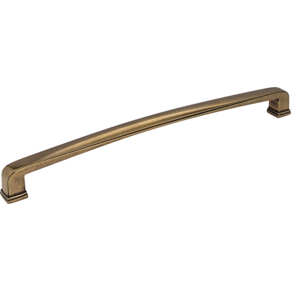Jeffrey Alexander 12" Centers Plain Square Appliance Pull in Lightly Distressed Antique Brass