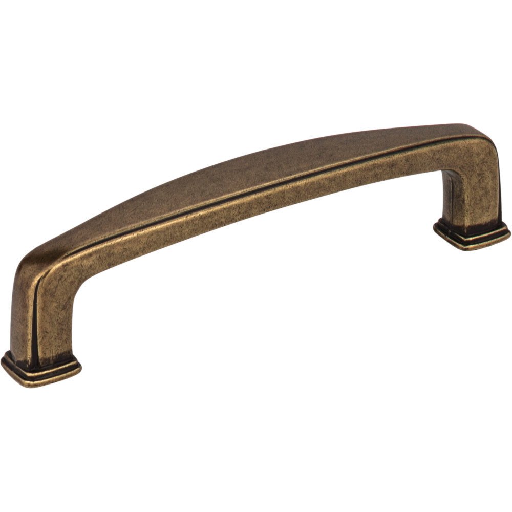 Jeffrey Alexander 3 3/4" Centers Plain Square Pull in Lightly Distressed Antique Brass