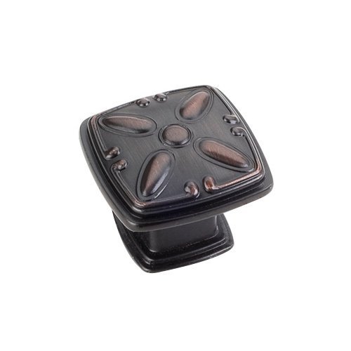 Jeffrey Alexander 1 3/16" Diameter Decorated Square Knob in Brushed Oil Rubbed Bronze