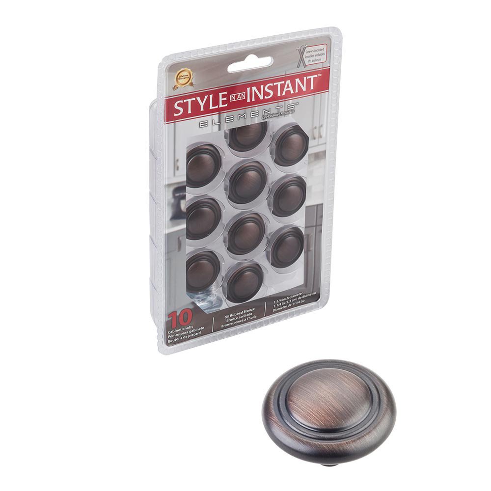 Elements Hardware 10 Pack of 1 1/4" Diameter Knob in Brushed Oil Rubbed Bronze