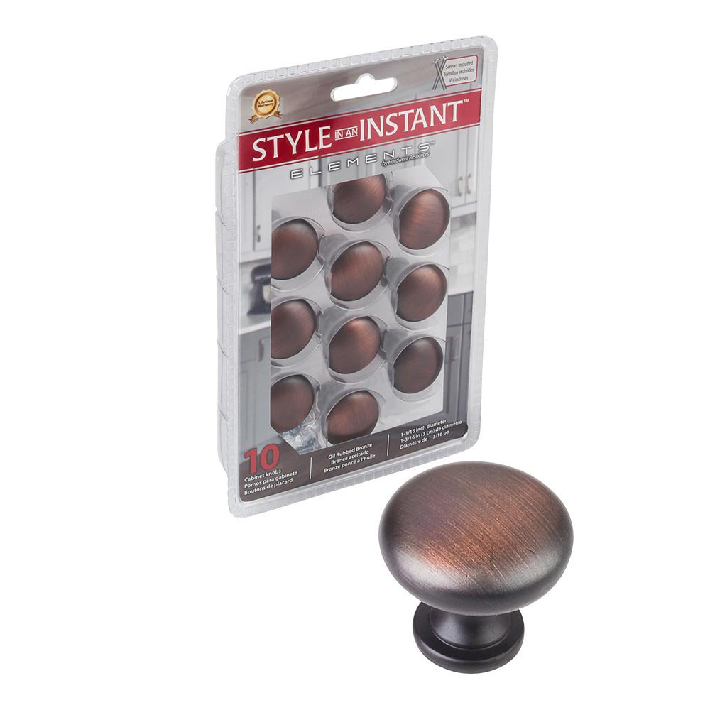 Elements Hardware 10 Pack of 1 3/16" Diameter Knob in Brushed Oil Rubbed Bronze