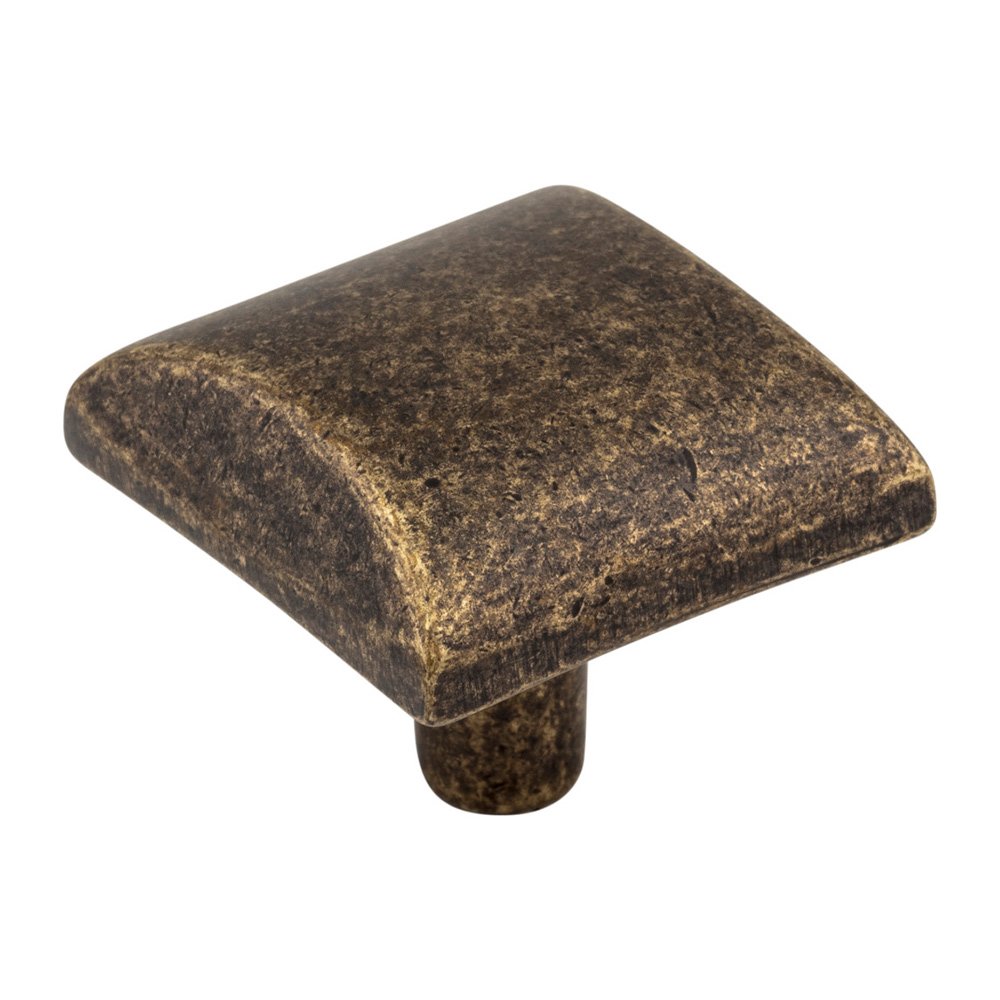 Elements Hardware 1 1/8" Square Cabinet Knob in Distressed Antique Brass