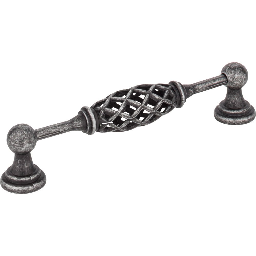 Jeffrey Alexander 5" Centers Bird Cage Pull in Distressed Antique Silver