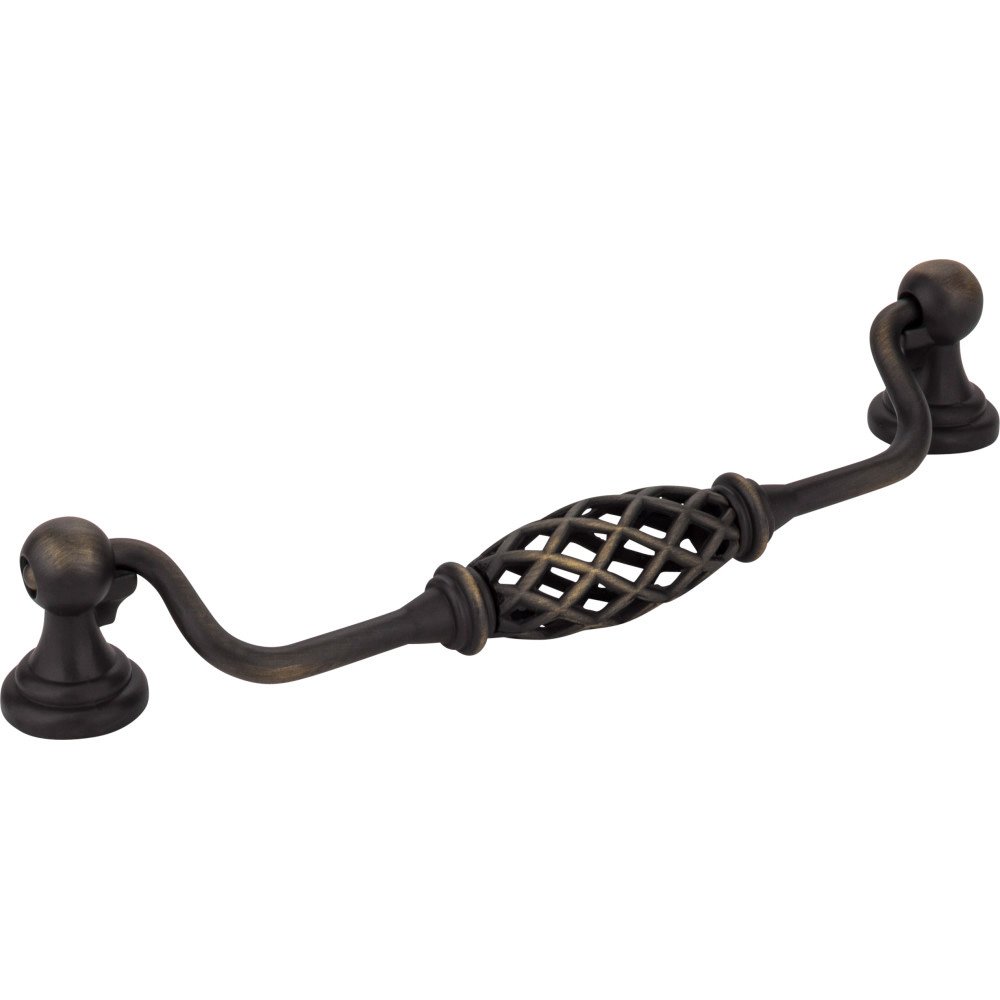 Jeffrey Alexander 6 1/4" Centers Bird Cage Pull with Backplates in Antique Brushed Satin Brass