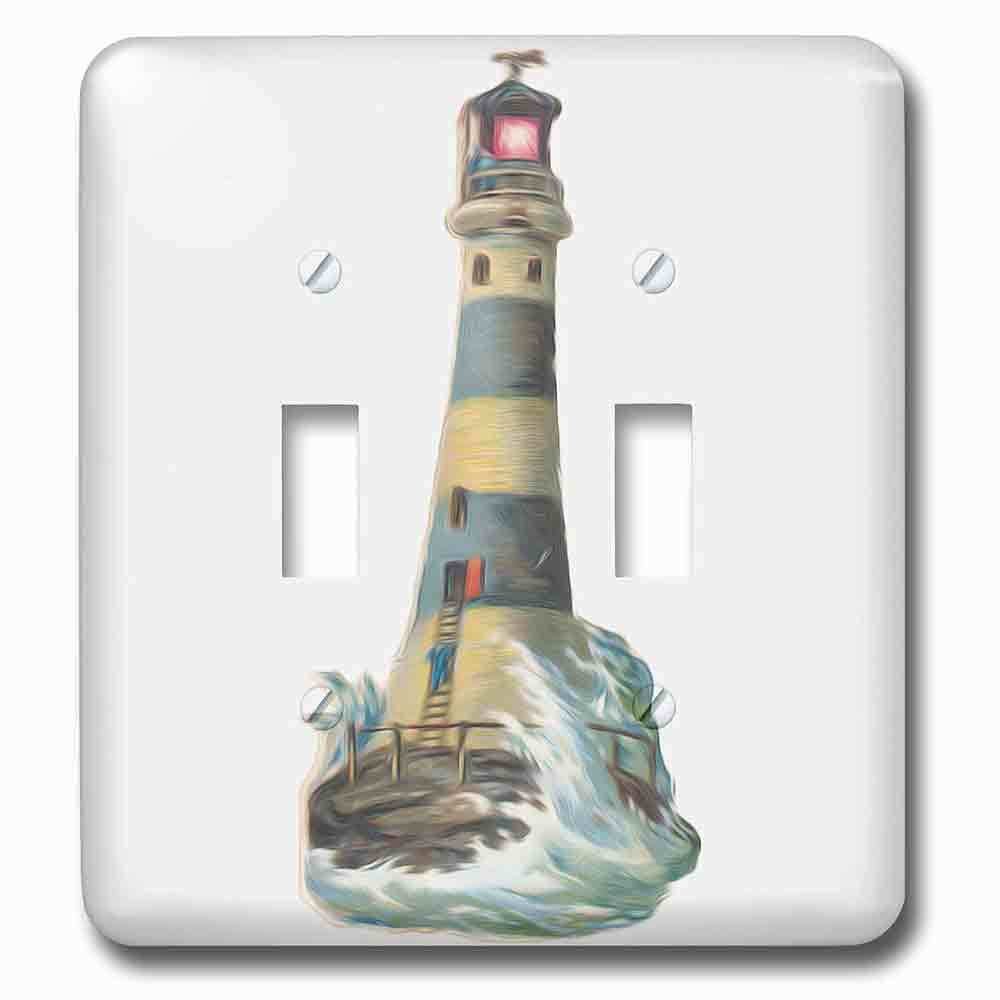 Jazzy Wallplates Double Toggle Wallplate With Vintage Antique Lighthouse And Waves Victorian Nautical Vignette