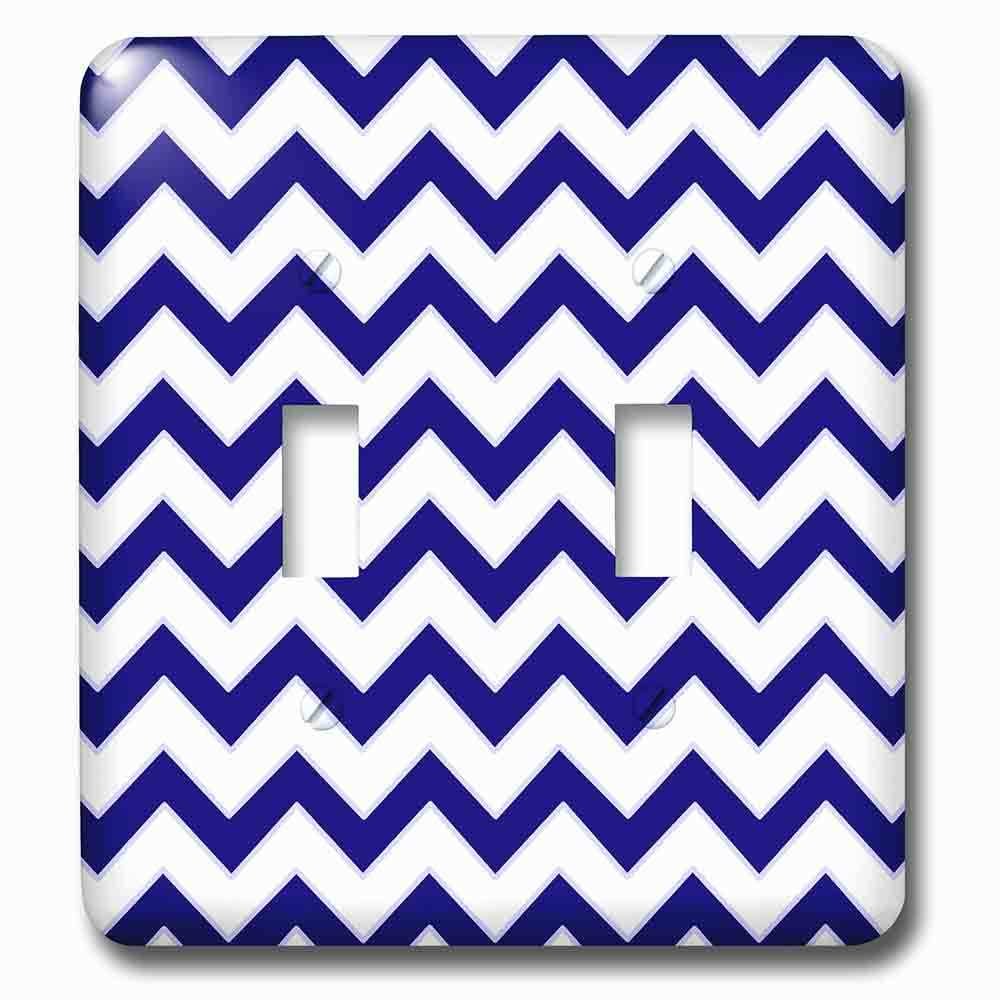 Jazzy Wallplates Double Toggle Wallplate With Chevron Pattern Navy Blue And White Zigzag