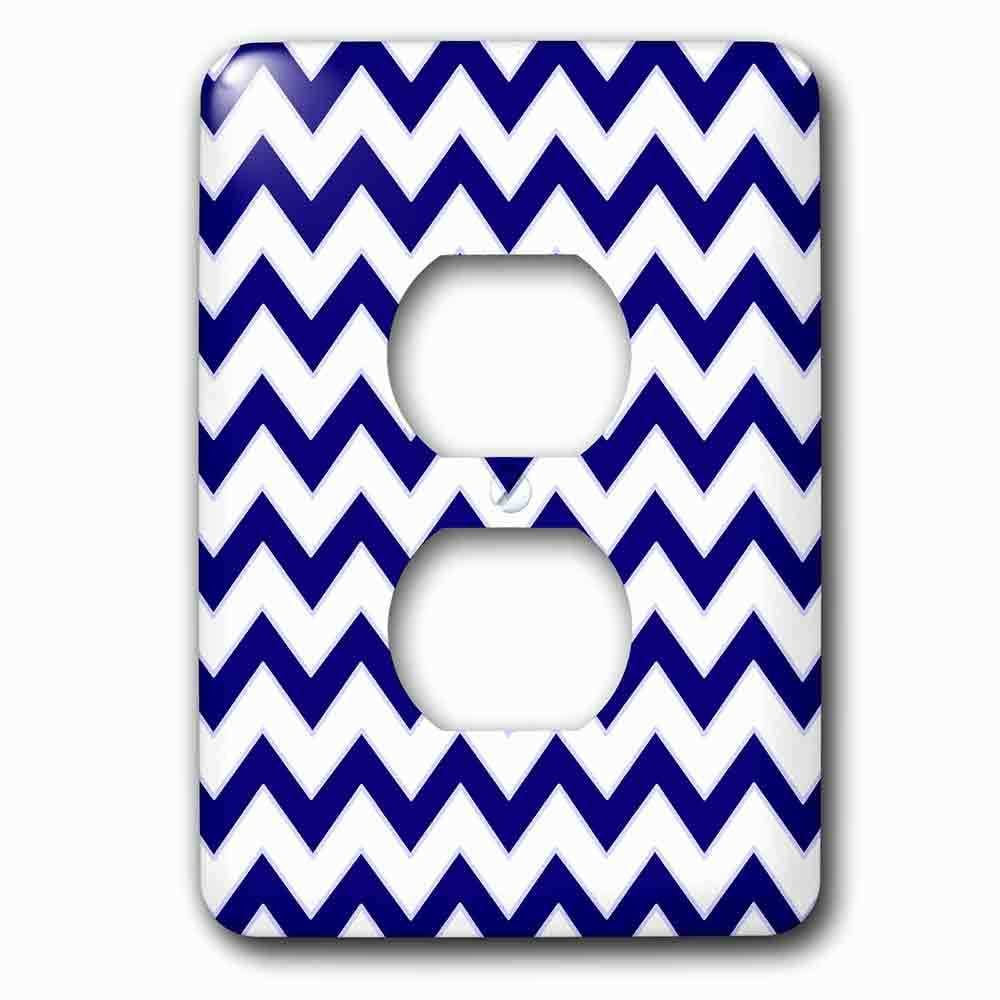 Jazzy Wallplates Single Duplex Outlet With Chevron Pattern Navy Blue And White Zigzag
