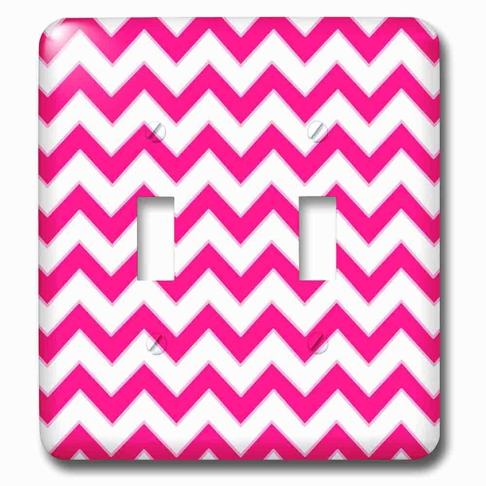 Jazzy Wallplates Double Toggle Wallplate With Chevron Pattern Hot Pink And White Zigzag