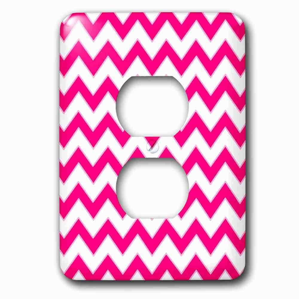 Jazzy Wallplates Single Duplex Outlet With Chevron Pattern Hot Pink And White Zigzag