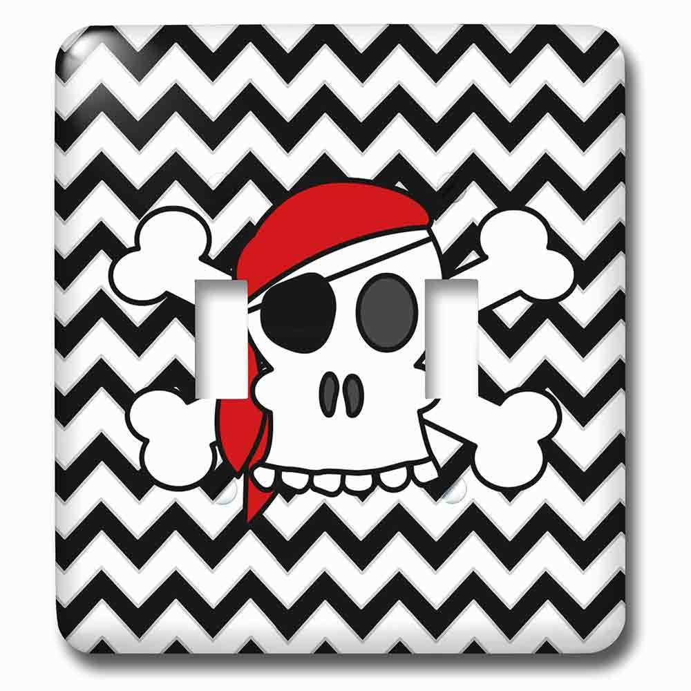 Jazzy Wallplates Double Toggle Wallplate With Pirate Skull And Crossbones On Zigzag