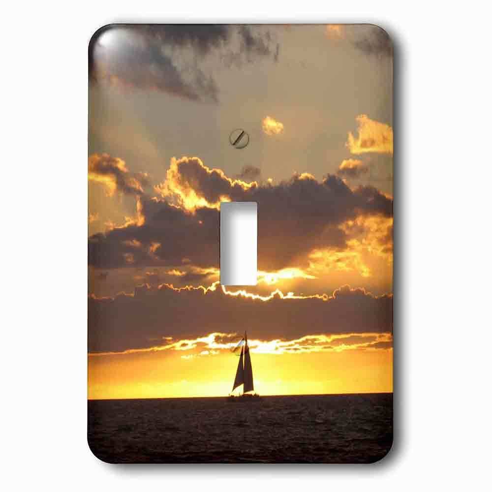Jazzy Wallplates Single Toggle Wallplate With Sailboat At Sunset Sailing Boat Ship With Sails At Sea Ocean Yellow Sailor Sail Nautical Photography