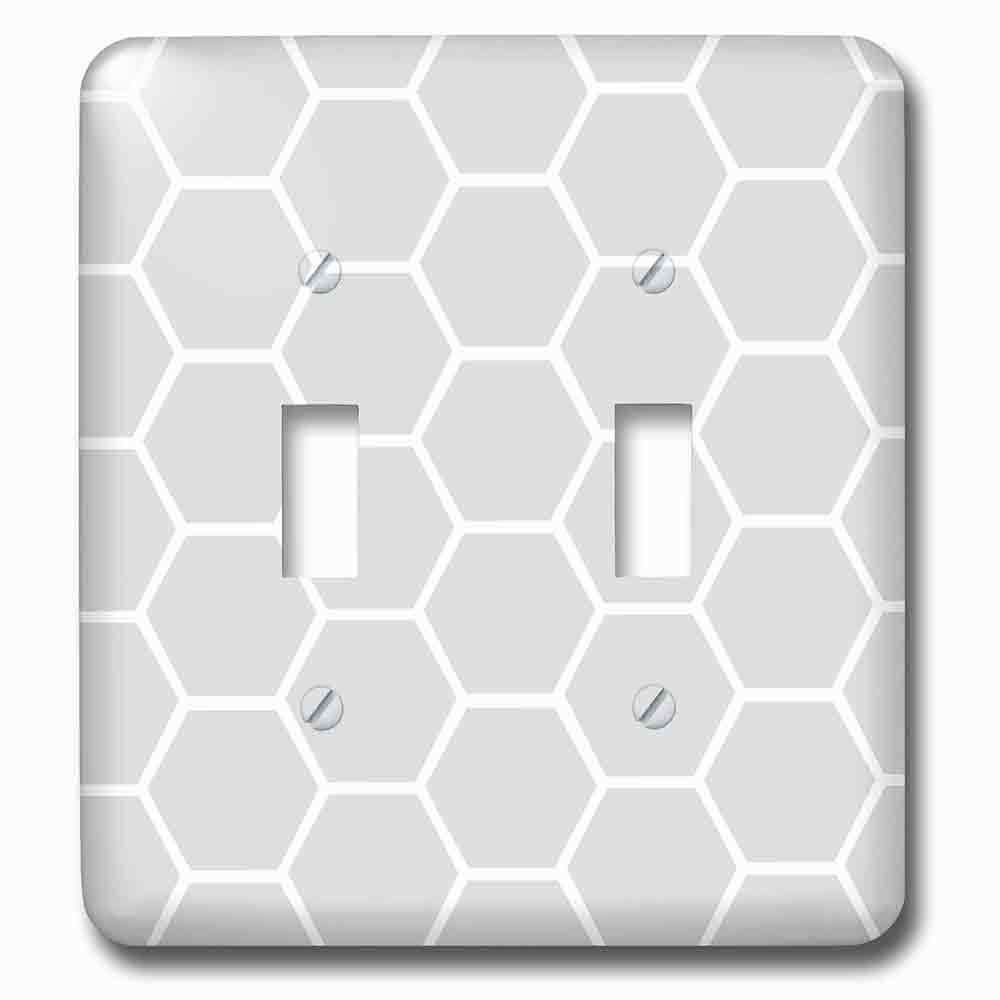 Jazzy Wallplates Double Toggle Wallplate With Gray Honeycomb Hexagon Pattern Contemporary Grey Honey Comb Modern Bee Hive Geometric Hexagons