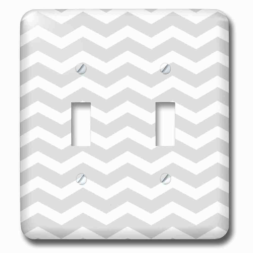 Jazzy Wallplates Double Toggle Wallplate With Gray And White Chevron Zig Zag Pattern Modern Contemporary Grey Zigzag Stripes Silver Zig Zags