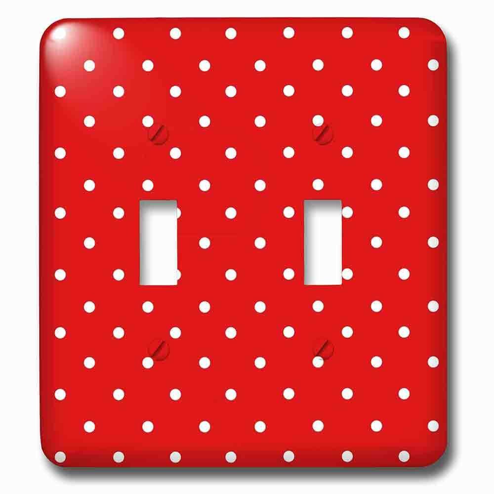 Jazzy Wallplates Double Toggle Wallplate With Red And White Polka Dot Pattern Small Minnie Dots Stylish Retro Dotty Spotty Cute Classic