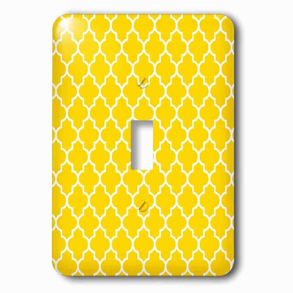 Jazzy Wallplates Single Toggle Wallplate With Yellow Quatrefoil Pattern Contemporary Moroccan Tiles Modern White Geometric Clover Lattice