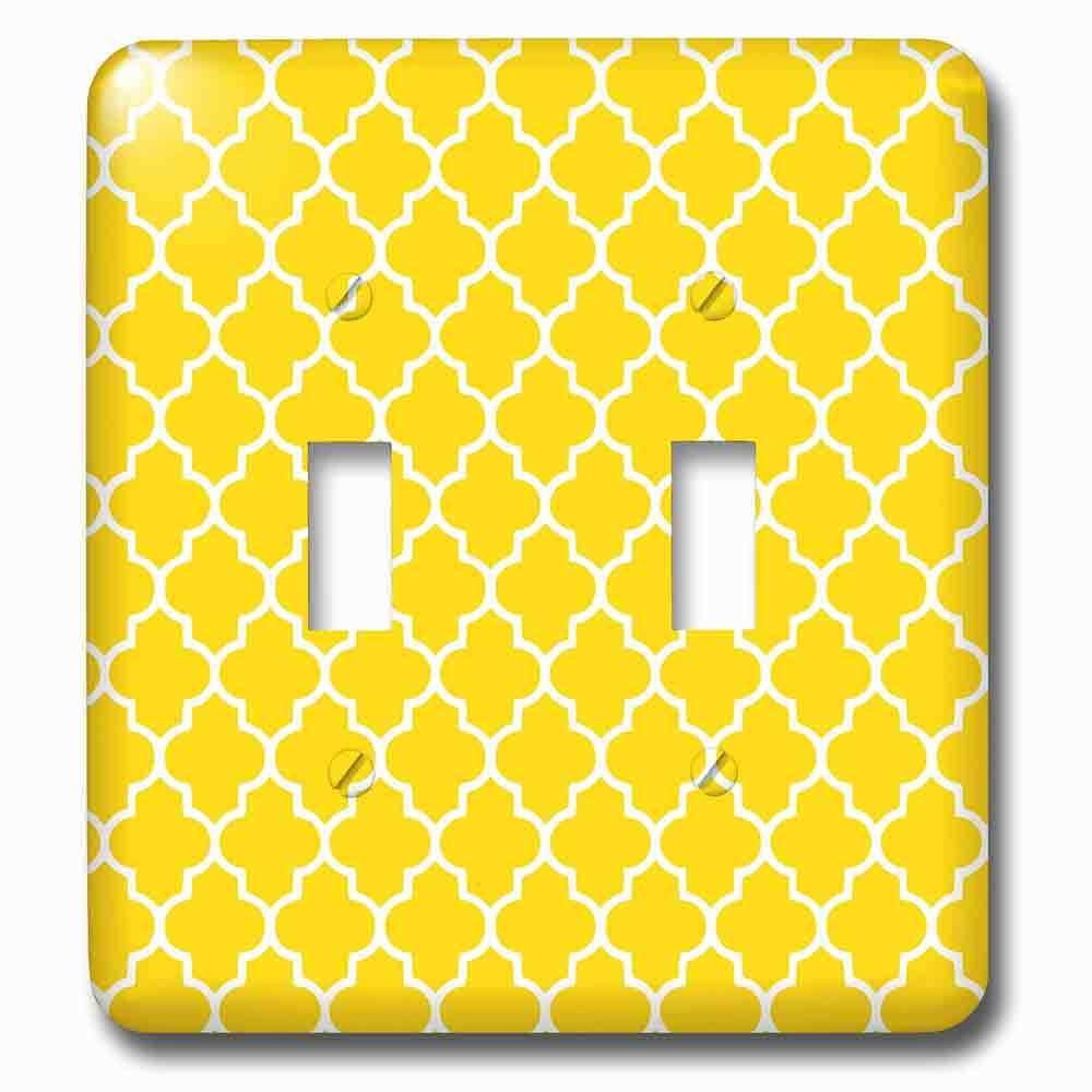Jazzy Wallplates Double Toggle Wallplate With Yellow Quatrefoil Pattern Contemporary Moroccan Tiles Modern White Geometric Clover Lattice