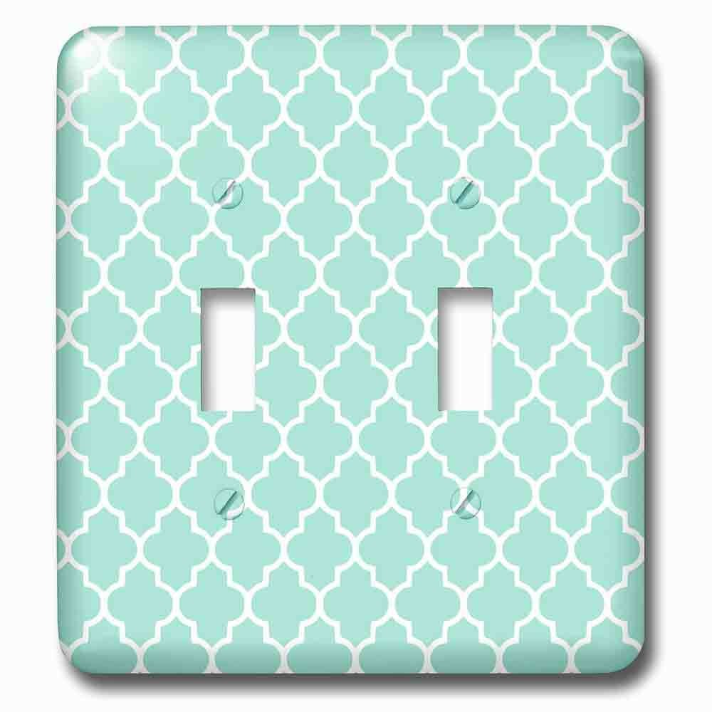 Jazzy Wallplates Double Toggle Wallplate With Mint Quatrefoil Pattern Light Teal Turquoise Moroccan Tiles Pastel Aqua Blue Clover Lattice