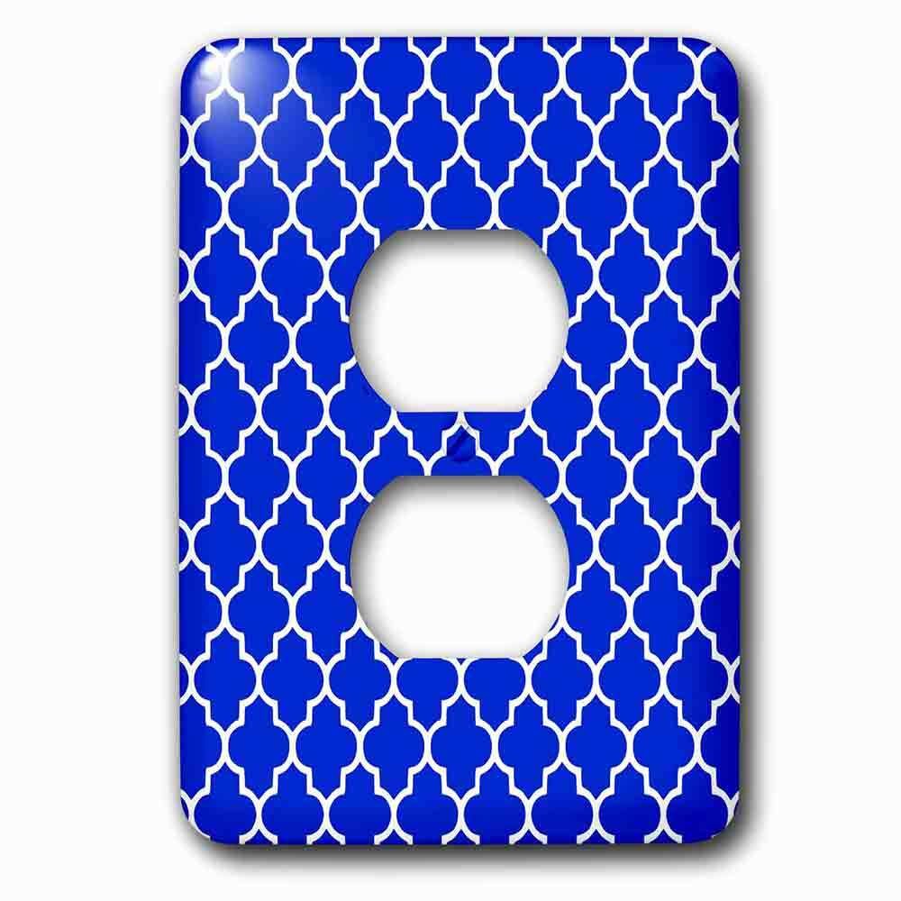 Jazzy Wallplates Single Duplex Outlet With Navy Blue Quatrefoil Pattern Dark Blue Moroccan Tiles Classic Stylish Geometric Clover Lattice