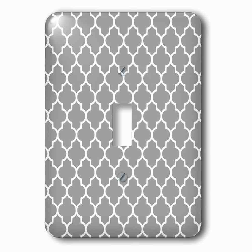 Jazzy Wallplates Single Toggle Wallplate With Dark Gray Quatrefoil Pattern Grey Moroccan Tiles Modern Stylish Geometric Clover Lattice