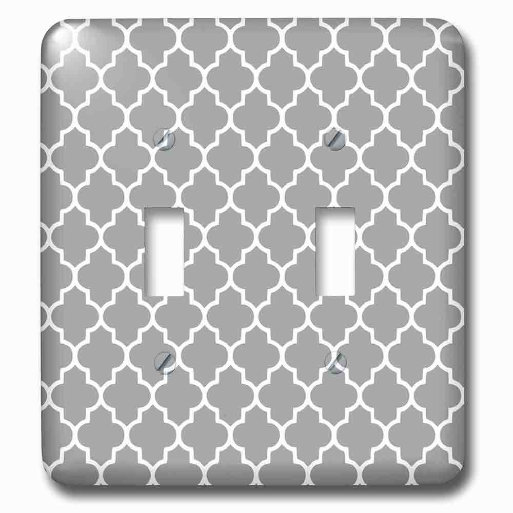Jazzy Wallplates Double Toggle Wallplate With Dark Gray Quatrefoil Pattern Grey Moroccan Tiles Modern Stylish Geometric Clover Lattice